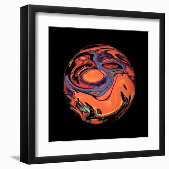 Abstract Marble Sphere of Ink-Swedish Marble-Framed Art Print