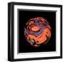 Abstract Marble Sphere of Ink-Swedish Marble-Framed Art Print