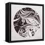 Abstract Marble Sphere of Ink-Swedish Marble-Framed Stretched Canvas