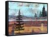 Abstract Misty Landscape With Trees-Jean Plout-Framed Stretched Canvas