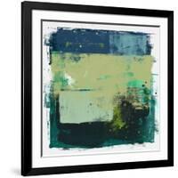 Abstract Moss Green and Blue Study-Emma Moore-Framed Art Print