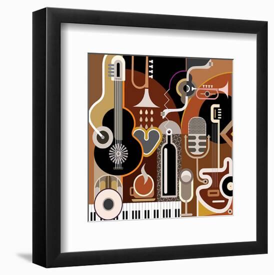 Abstract Musical Instruments-null-Framed Art Print