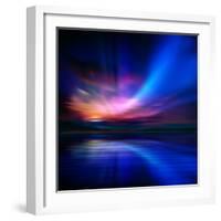 Abstract Nature Background with Aurora Borealis and Forest-Santa-Framed Photographic Print