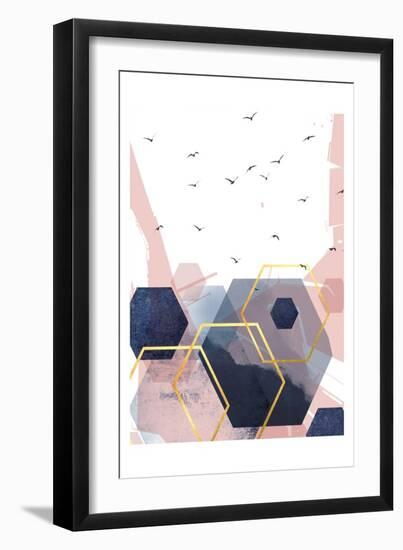 Abstract Navy Blush Gold 2-Urban Epiphany-Framed Art Print