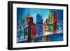 Abstract NYC Skyline at Night-Brian Carter-Framed Art Print