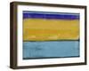 Abstract Ochre and Blue I-Alma Levine-Framed Art Print