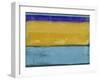 Abstract Ochre and Blue I-Alma Levine-Framed Art Print