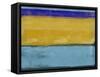 Abstract Ochre and Blue I-Alma Levine-Framed Stretched Canvas