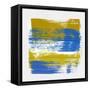 Abstract Ochre and Blue-Emma Moore-Framed Stretched Canvas