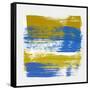 Abstract Ochre and Blue-Emma Moore-Framed Stretched Canvas