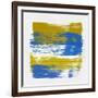 Abstract Ochre and Blue-Emma Moore-Framed Art Print