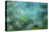 Abstract of a waterfall in greens-Sheila Haddad-Stretched Canvas