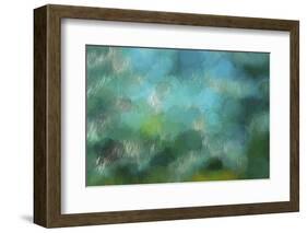 Abstract of a waterfall in greens-Sheila Haddad-Framed Photographic Print