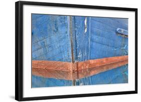 Abstract of Fishing Boat Bow Reflecting in Water, Hoonah, Alaska, USA-Jaynes Gallery-Framed Photographic Print