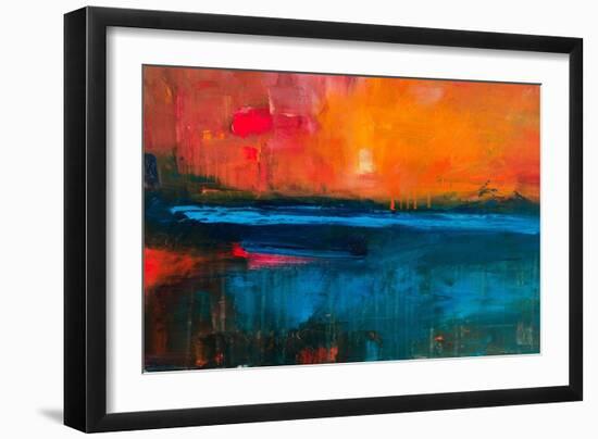 Abstract Oil Painting Background. Oil on Canvas Texture. Hand Drawn Oil Painting.Color Texture. Fra-Anton Evmeshkin-Framed Art Print