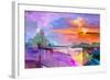 Abstract Oil Painting Landscape Background. Artwork Modern Oil Painting Outdoor Landscape. Semi- Ab-pluie_r-Framed Art Print