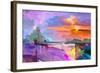 Abstract Oil Painting Landscape Background. Artwork Modern Oil Painting Outdoor Landscape. Semi- Ab-pluie_r-Framed Art Print