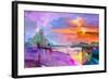 Abstract Oil Painting Landscape Background. Artwork Modern Oil Painting Outdoor Landscape. Semi- Ab-pluie_r-Framed Art Print