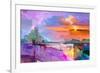 Abstract Oil Painting Landscape Background. Artwork Modern Oil Painting Outdoor Landscape. Semi- Ab-pluie_r-Framed Art Print