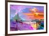 Abstract Oil Painting Landscape Background. Artwork Modern Oil Painting Outdoor Landscape. Semi- Ab-pluie_r-Framed Art Print