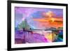 Abstract Oil Painting Landscape Background. Artwork Modern Oil Painting Outdoor Landscape. Semi- Ab-pluie_r-Framed Art Print