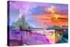 Abstract Oil Painting Landscape Background. Artwork Modern Oil Painting Outdoor Landscape. Semi- Ab-pluie_r-Stretched Canvas