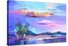 Abstract Oil Painting Landscape Background. Colorful Yellow and Purple Sky. Oil Painting Outdoor La-pluie_r-Stretched Canvas