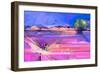 Abstract Oil Painting Landscape Background. Colorful Yellow and Purple Sky. Oil Painting Outdoor La-pluie_r-Framed Premium Giclee Print