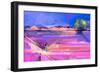 Abstract Oil Painting Landscape Background. Colorful Yellow and Purple Sky. Oil Painting Outdoor La-pluie_r-Framed Premium Giclee Print