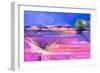 Abstract Oil Painting Landscape Background. Colorful Yellow and Purple Sky. Oil Painting Outdoor La-pluie_r-Framed Premium Giclee Print