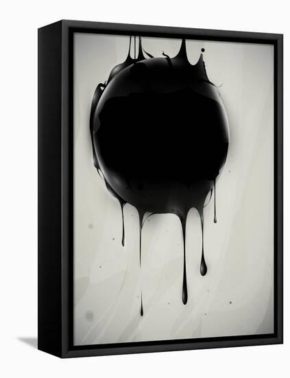 Abstract Oil Slick Flows With Drops-fet-Framed Stretched Canvas