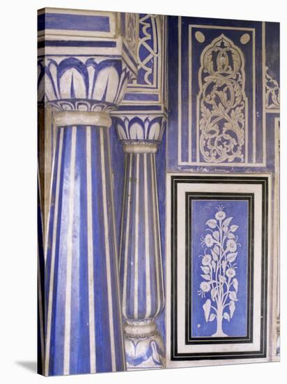 Abstract or Stylized Floral Motif, Chalk Blue and White Painted Mahal, the City Palace-John Henry Claude Wilson-Stretched Canvas