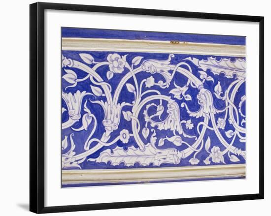 Abstract or Stylized Floral Motif, Chalk Blue and White Painted Mahal, the City Palace-John Henry Claude Wilson-Framed Photographic Print