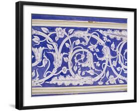 Abstract or Stylized Floral Motif, Chalk Blue and White Painted Mahal, the City Palace-John Henry Claude Wilson-Framed Photographic Print