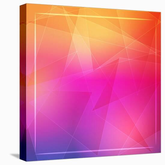 Abstract Orange Pink Background with Shining White Lines and Frame-marinini-Stretched Canvas