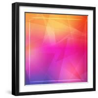 Abstract Orange Pink Background with Shining White Lines and Frame-marinini-Framed Art Print