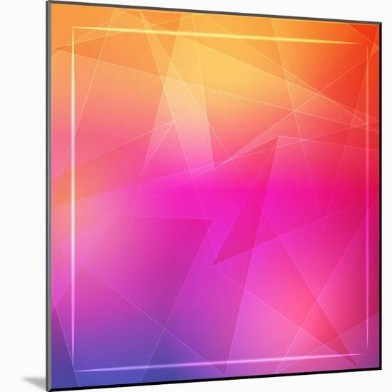 Abstract Orange Pink Background with Shining White Lines and Frame-marinini-Mounted Art Print