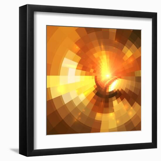 Abstract Orange Shining Circle Tunnel Background-art_of_sun-Framed Art Print