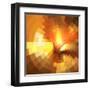 Abstract Orange Shining Circle Tunnel Background-art_of_sun-Framed Art Print