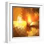 Abstract Orange Shining Circle Tunnel Background-art_of_sun-Framed Art Print