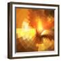 Abstract Orange Shining Circle Tunnel Background-art_of_sun-Framed Art Print