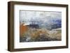 Abstract Painting. Acrylic Texture in Soft Pastel Colors like Gray, Beige, Brown and Blue . Modern-Dina Dankers-Framed Photographic Print