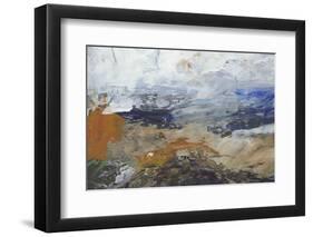 Abstract Painting. Acrylic Texture in Soft Pastel Colors like Gray, Beige, Brown and Blue . Modern-Dina Dankers-Framed Photographic Print