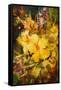 Abstract Painting of Vibrant Yellow Flowers,Illustration-Tithi Luadthong-Framed Stretched Canvas