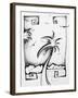 Abstract Palm Tree Black And White I-Megan Aroon Duncanson-Framed Art Print