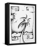 Abstract Palm Tree Black And White I-Megan Aroon Duncanson-Framed Stretched Canvas