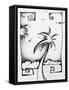 Abstract Palm Tree Black And White I-Megan Aroon Duncanson-Framed Stretched Canvas