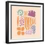 Abstract Pattern Organic Shapes. Modern Matisse Inspired Doodle Elements, Hand Drawn Scribble Set,-Amr Morsi-Framed Photographic Print