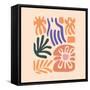 Abstract Pattern Organic Shapes. Modern Matisse Inspired Doodle Elements, Hand Drawn Scribble Set,-Amr Morsi-Framed Stretched Canvas