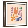 Abstract Pattern Organic Shapes. Modern Matisse Inspired Doodle Elements, Hand Drawn Scribble Set,-Amr Morsi-Framed Photographic Print